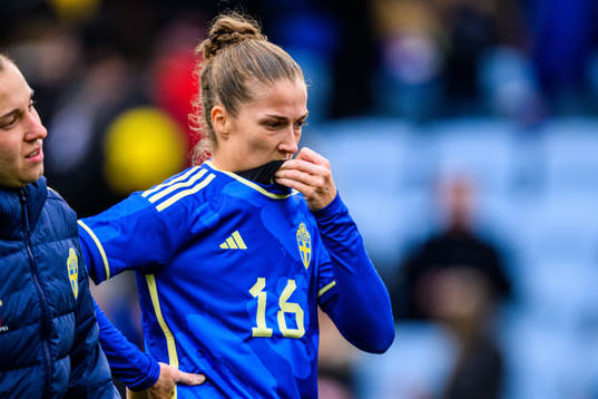 Filippa Angeldahl of Sweden looks dejected
