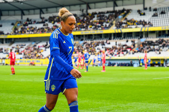 Madelen Janogy of Sweden looks dejected