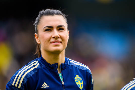 Goalkeeper Zecira Musovic of Sweden ahead the women's