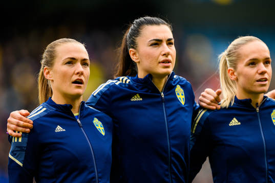 Magdalena Eriksson, goalkeeper Zecira Musovic and Hanna