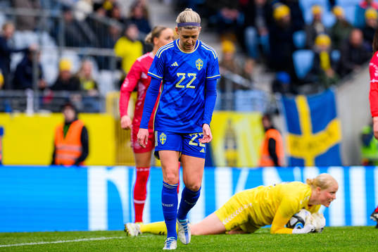 Olivia Schough of Sweden looks dejected