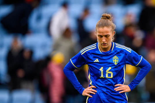 Filippa Angeldahl of Sweden looks dejected