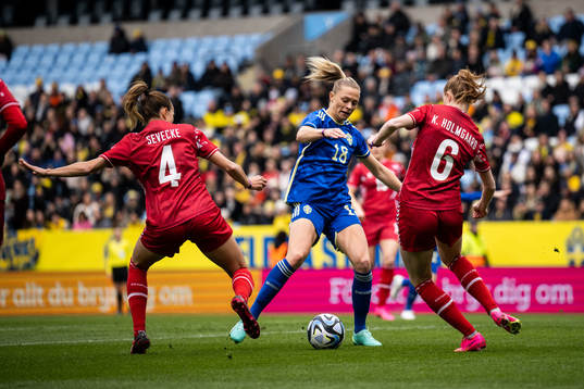 Fridolina Rolfö of Sweden against Rikke Sevecke and Karen