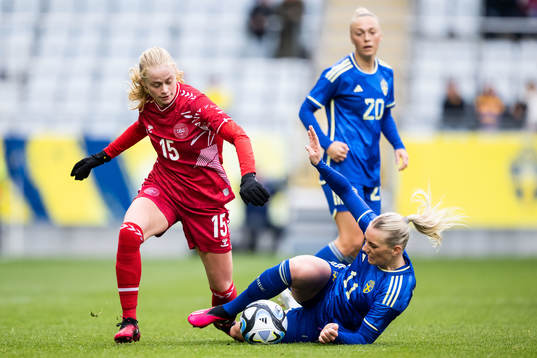 Kathrine Kuhl of Denmark and Stina Blackstenius of Sweden