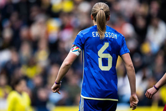 Magdalena Eriksson of Sweden with One Love armband