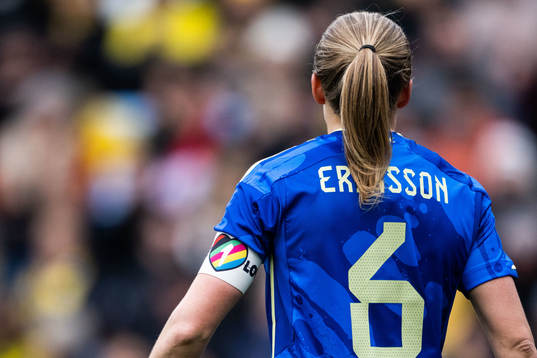Magdalena Eriksson of Sweden with One Love armband