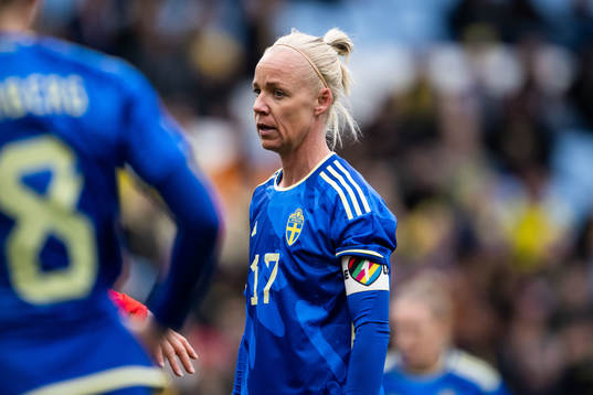 Caroline Seger of Sweden with One Love armband