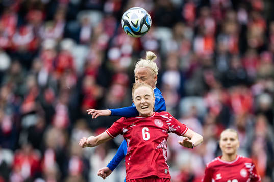 Caroline Seger of Sweden and Karen Holmgaard of Denmark