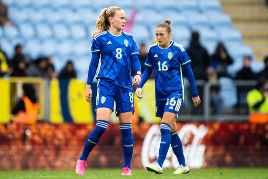 Matilda Vinberg and Filippa Angeldahl of Sweden look ejected