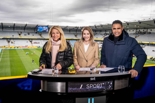 Swedish broadcaster SVT sports reporter Jane Björck and