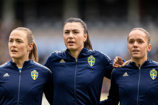 Magdalena Eriksson, goalkeeper Zecira Musovic and Hanna