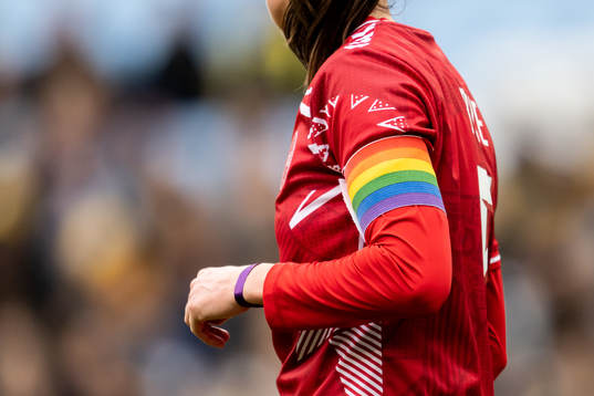 Simone Boye of Denmark with a pride captains’ armband