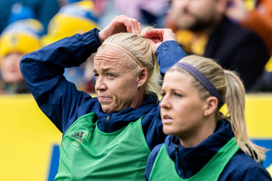 Caroline Seger and Olivia Schough of Sweden