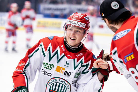 Frölundas Noah Hasa jublar