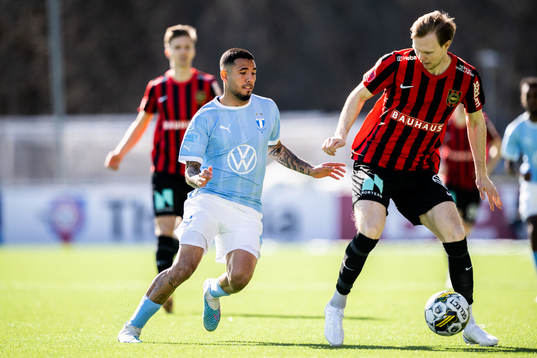 Malmö FFs Sergio Pena och Brommapojkarnas Tim Waker