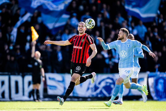 Brommapojkarnas Nikola Vasic och Malmö FFs Lasse Nielsen