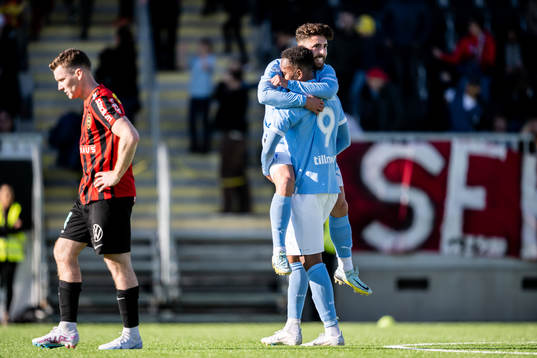 Malmö FFs Moustafa Zeidan och Isaac Kiese Thelin jublar