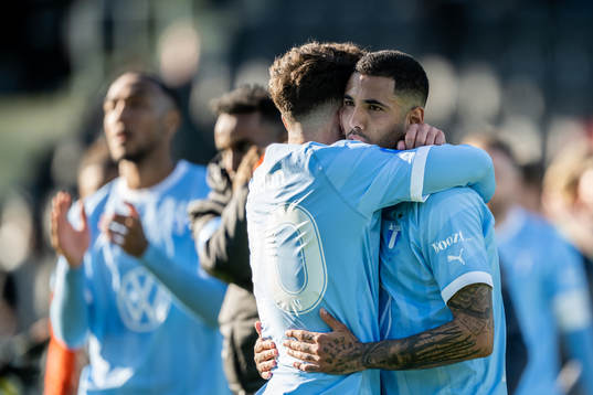 Malmö FFs Moustafa Zeidan och Sergio Pena jublar
