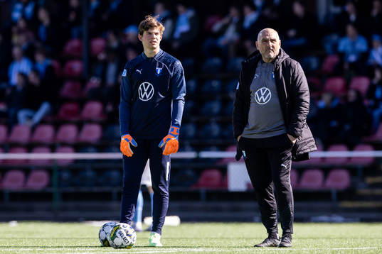 Malmö FFs målvakt Melker Ellborg och målvaktstränare