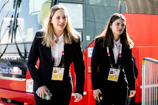 Regina Metzler and goaltender Bianka Bogati of Hungary