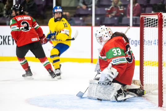 goaltender Zsuzsa Revesz of Hungary