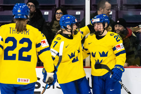 Lina Ljungblom of Sweden celebrates scoring 5-2