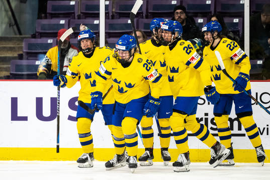Lina Ljungblom of Sweden celebrates scoring 5-2
