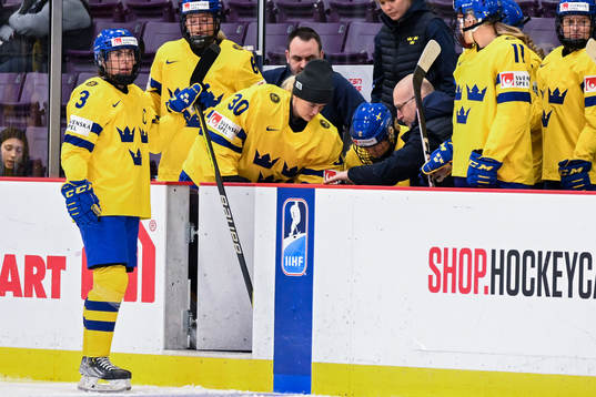 Paula Bergström of Sweden receives medical attention from
