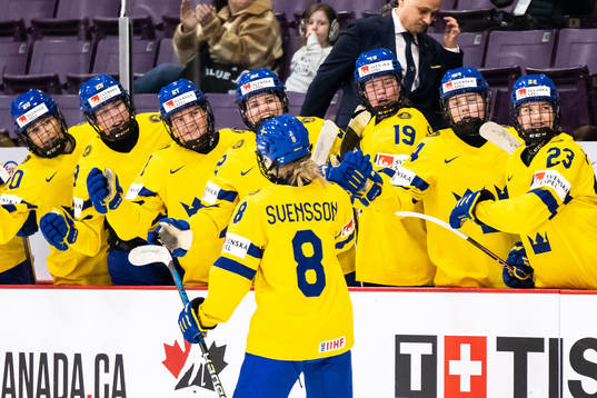 Hilda Svensson of Sweden celebrates with teammates