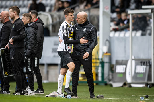 Landskronas Robin Dzabic och tränare Billy Magnusson