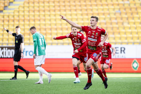 Skövde AIKs Filip Schyberg jublar