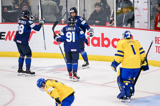 Petra Nieminen of Finland celebrates
