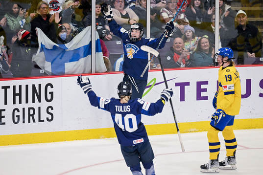 Ronja Savolainen of Finland celebrates