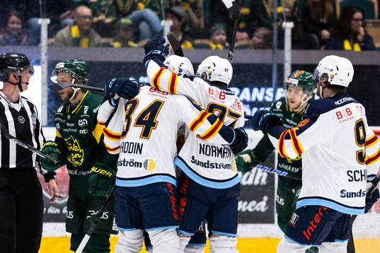 Djurgårdens Christopher Bengtsson jublar med lagkamrater