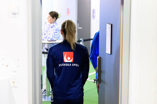 Kosovare Asllani leaves as she is being interviewed