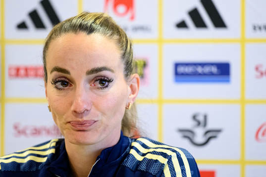 Kosovare Asllani is being interviewed