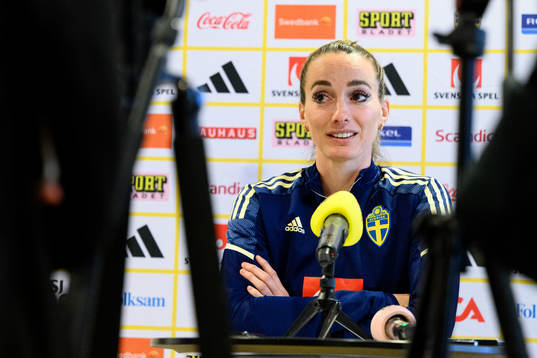 Kosovare Asllani is being interviewed