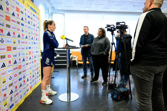 Kosovare Asllani is being interviewed