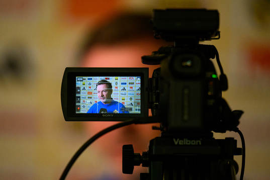 Head coach Peter Gerhardsson is being interviewed