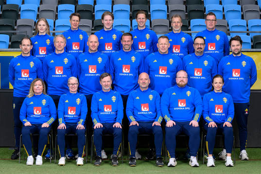 Staff of the Swedish women's national football team poses