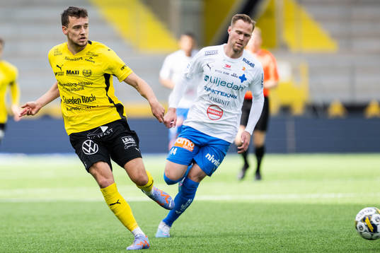 Mjällbys Colin Rösler och Värnamos Gustav Engvall