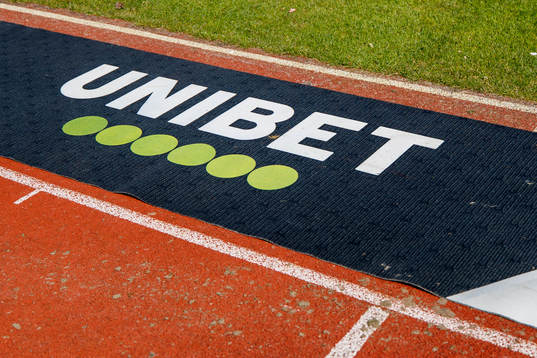 UNIBET logo före fotbollsmatchen i Allsvenskan mellan