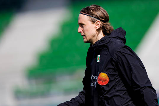 Varbergs Joakim Lindner före fotbollsmatchen i Allsvenskan