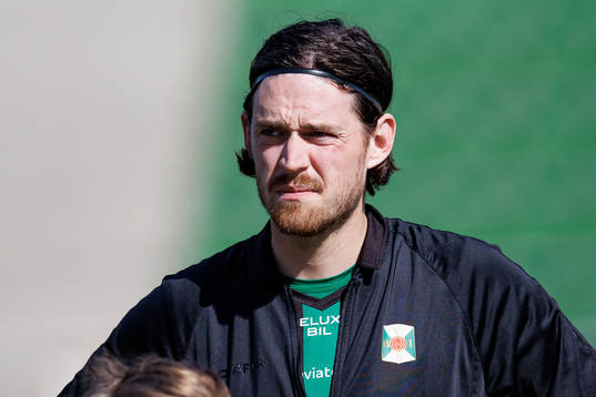 Varbergs Robin Tranberg före fotbollsmatchen i Allsvenskan