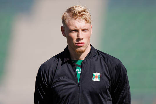 Varbergs Vilmer Rönnberg före fotbollsmatchen i