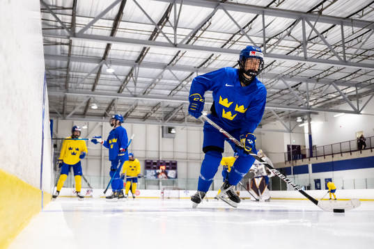 Ebba Hedqvist of Sweden at a practice session the 2023 IIHF