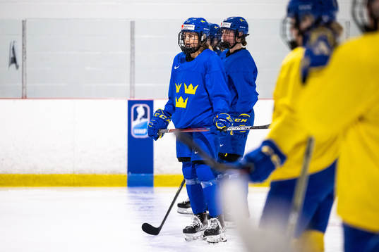 Sofie Lundin of Sweden at a practice session the 2023 IIHF