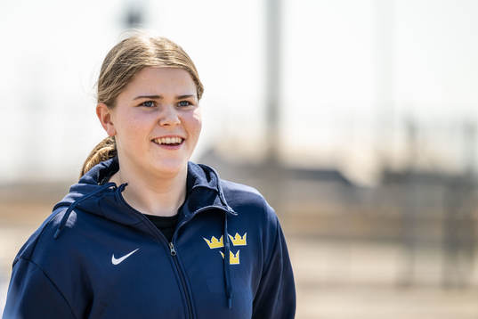 Hanna Thuvik of Sweden at a practice session the 2023 IIHF