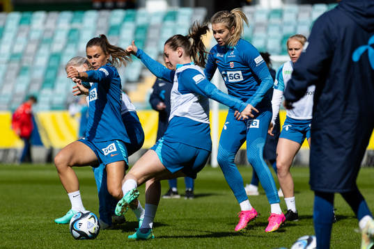 Julie Blakstad and Ada Hegerberg of Norway