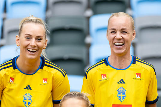Stina Blackstenius and Caroline Seger of the Swedish